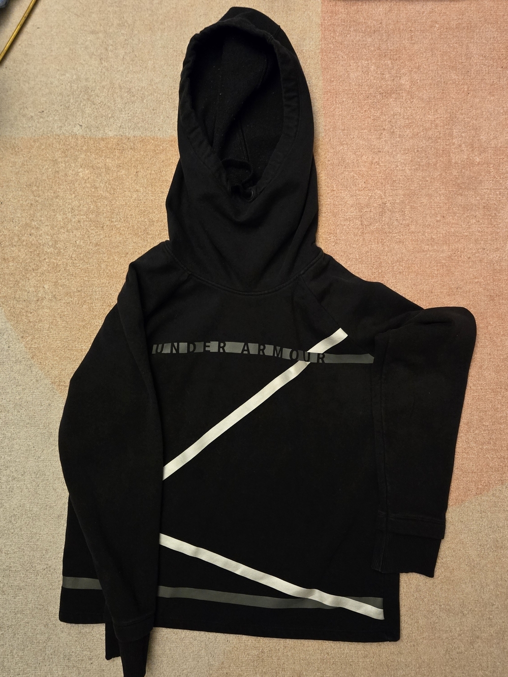 Under Armour Black Hooded Pullover with Reflective Stripes